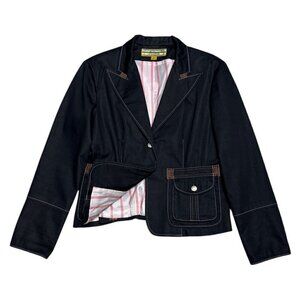 Allen B. Schwartz Luxury Designer Denim Business Casual Blazer Jacket Womens 10